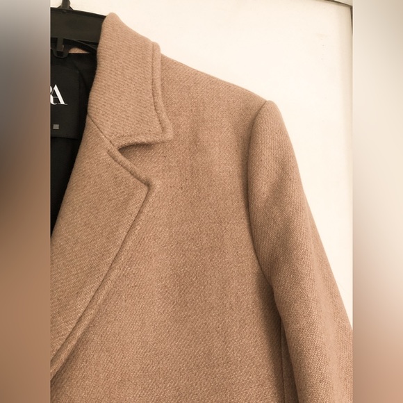 Zara Taupe Brown Fitted Wool Blend Coat - Picture 7 of 14
